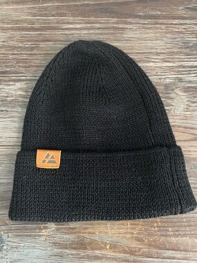 Unisex Danish Endurance Black Knit Cuffed Beanie with Tan Logo Patch